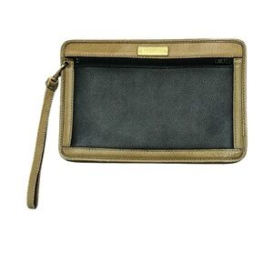 MORABITO PARIS Black & Brown Leather Clutch Bag Cosmetic Hand Bag